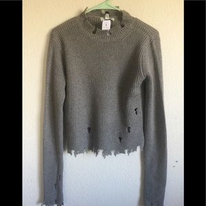 LF distressed gray sweater